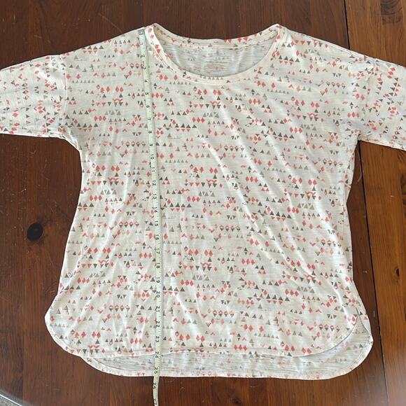 Sonoma Womens Large Shirt Long Sleeve 3/4 Sleeve Triangle Geometric Cream Orange - Picture 6 of 7